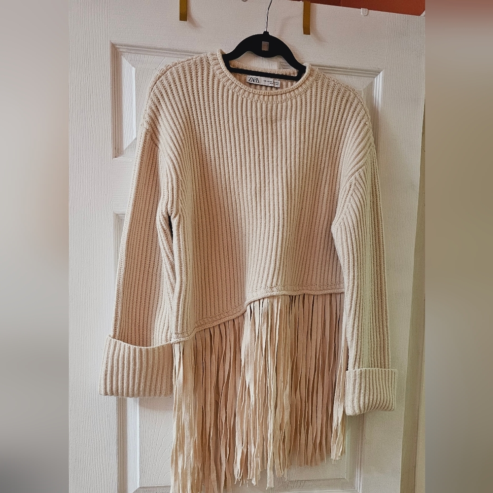 Zara fringe knitted sweater